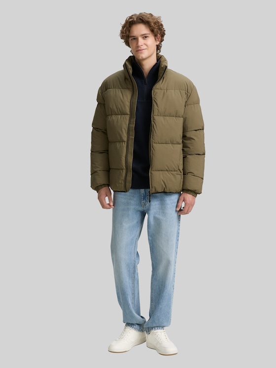 Lightweight puffer jacket with stand-up collar in green by Tom Tailor