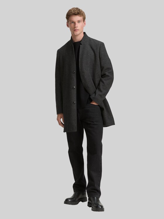 コート chaisy Wool Stand Collar Coat 140-150cm Wool coat with stand-up collar in grey by Tom Tailor