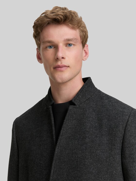 Wool coat with stand-up collar in grey by Tom Tailor