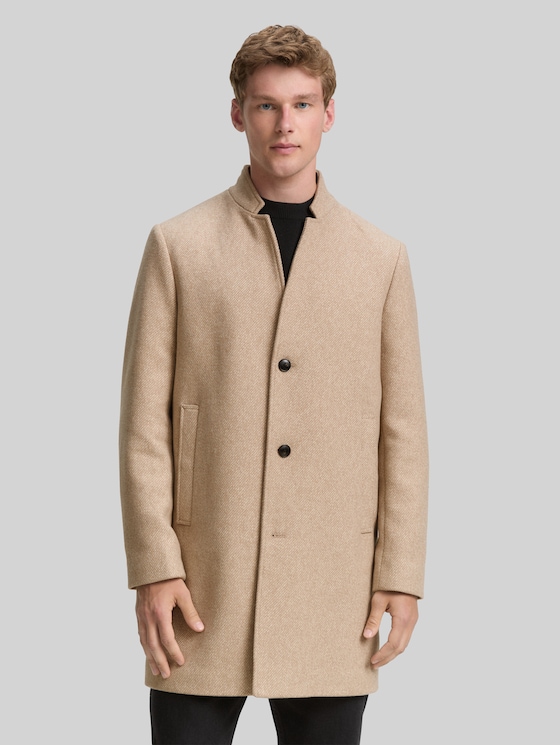 Wool coat with stand-up collar in beige by Tom Tailor