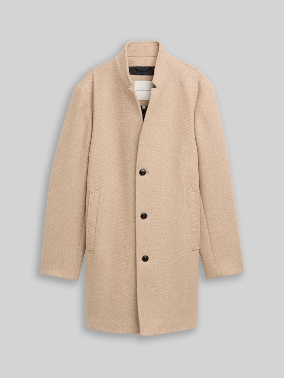 Wool coat with stand-up collar in beige by Tom Tailor