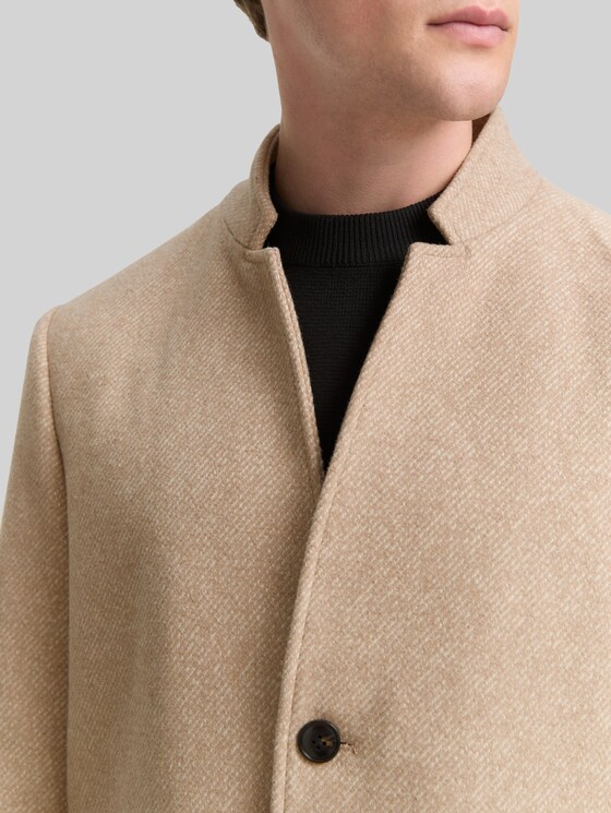 Wool coat with stand-up collar in beige by Tom Tailor