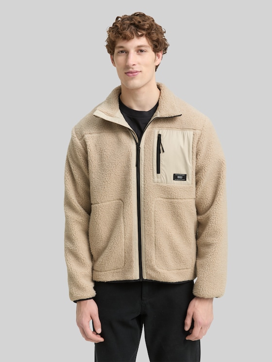 Teddy jacket with stand-up collar in brown by Tom Tailor