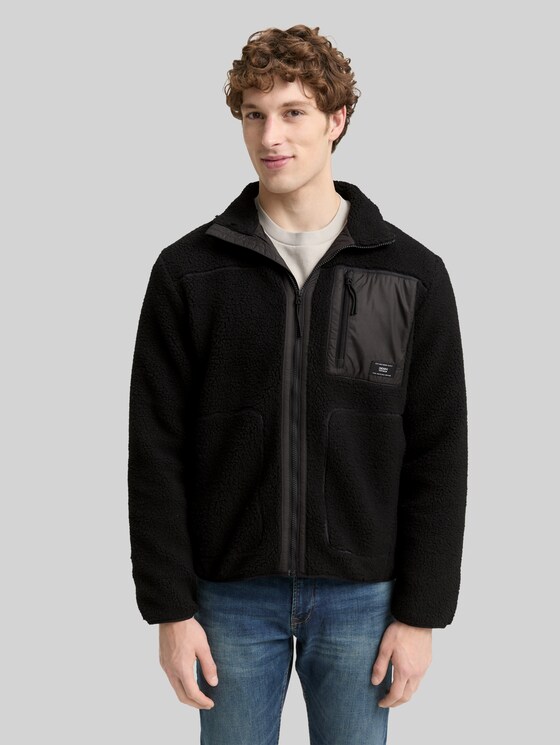 Teddy jacket with stand-up collar in black by Tom Tailor