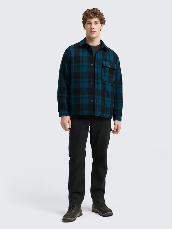 Overshirt Jacke in Woll-Optik von Denim Male, deep pond green dark check