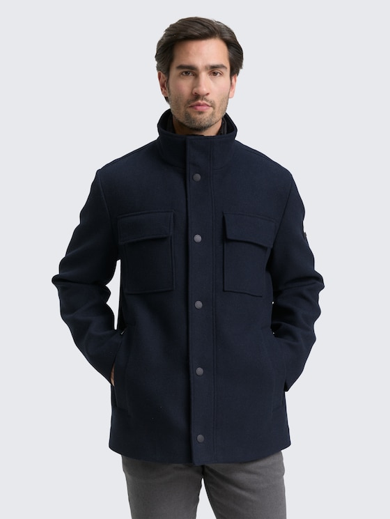 2-in-1 wool jacket with detachable inner jacket in blue by Tom Tailor