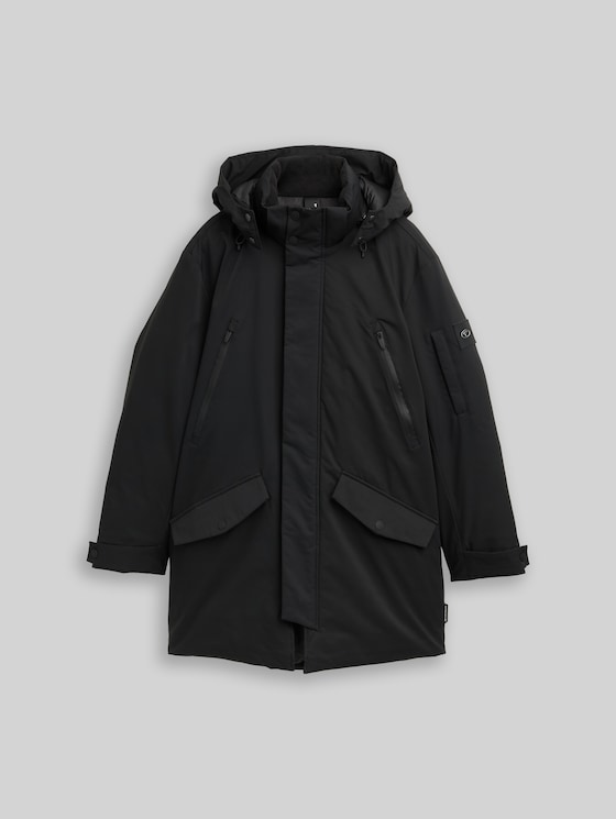 TT.PRO.TECH parka with detachable hood in black by Tom Tailor