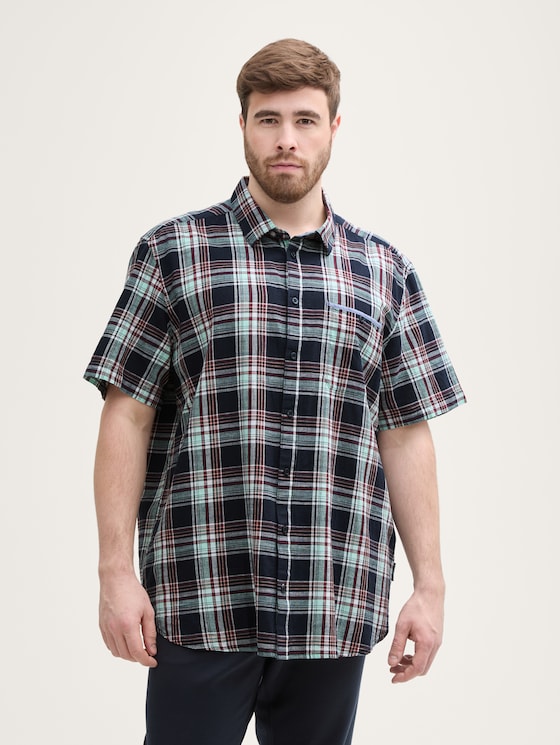Plus Size - Regular Fit Kurzarmhemd mit Karomuster von Men Plus Size, navy multicol check