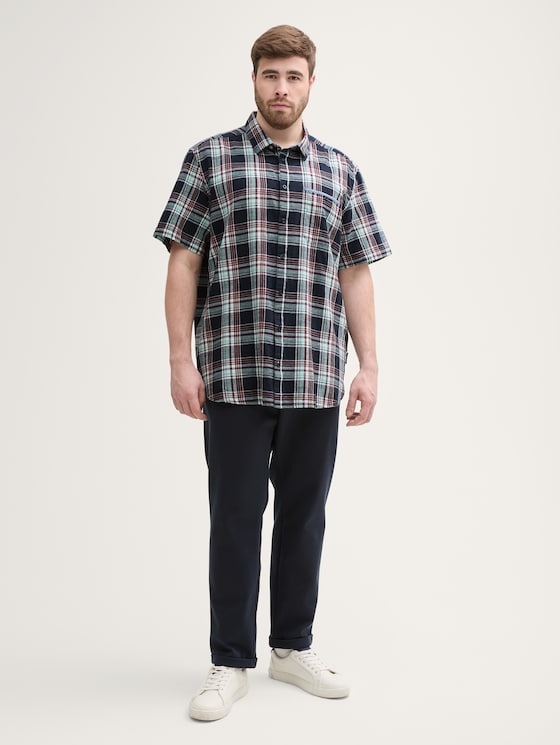 Plus Size - Regular Fit Kurzarmhemd mit Karomuster von Men Plus Size, navy multicol check
