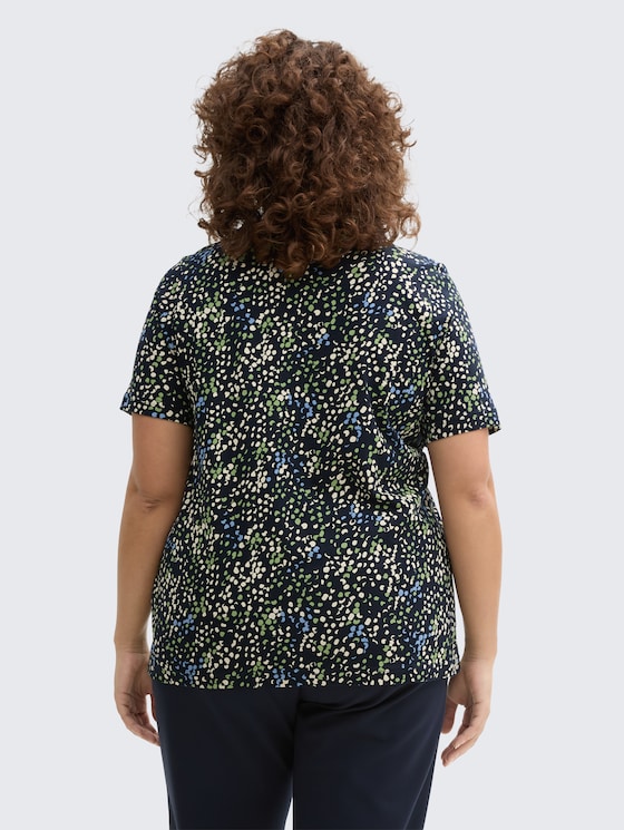 Plus Size - T-Shirt mit Print von Women Plus Size, multicolor navy dot structure