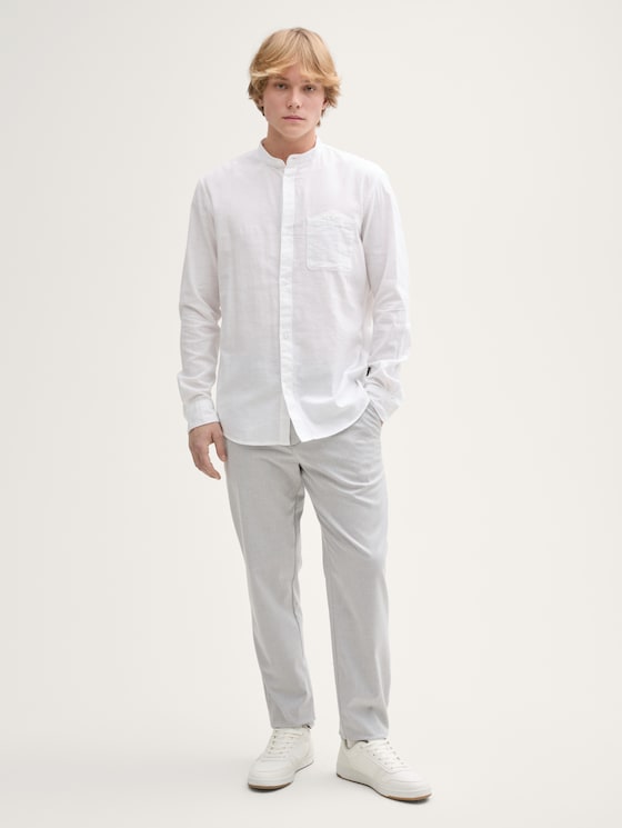 Regular fit chino broek met riem door Denim Male, grey white mini houndstooth