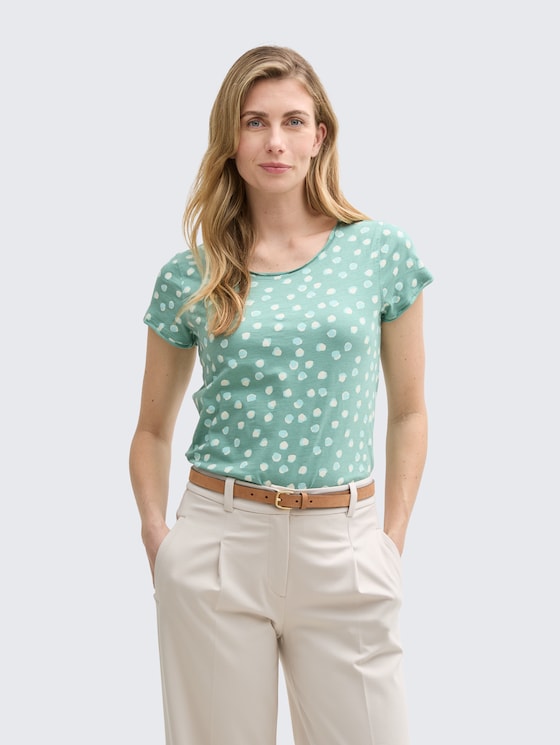 T-Shirt mit Rundhalsausschnitt von Women, green blue dots