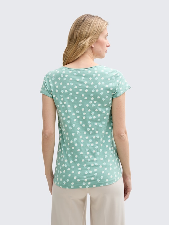 T-Shirt mit Rundhalsausschnitt von Women, green blue dots