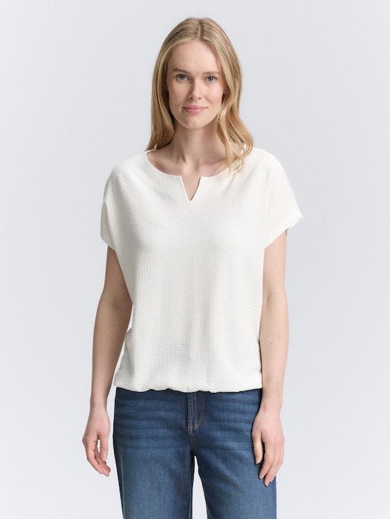 T-Shirt im Material-Mix von Women, Whisper White