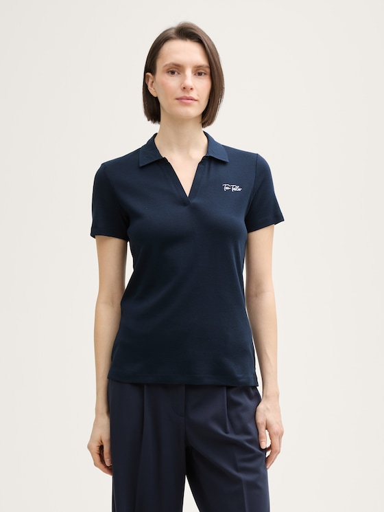 Basic Poloshirt mit Logo-Stickerei von Women, sky captain blue