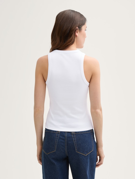 Gecoate rib top met glittereffect door Denim Female, White