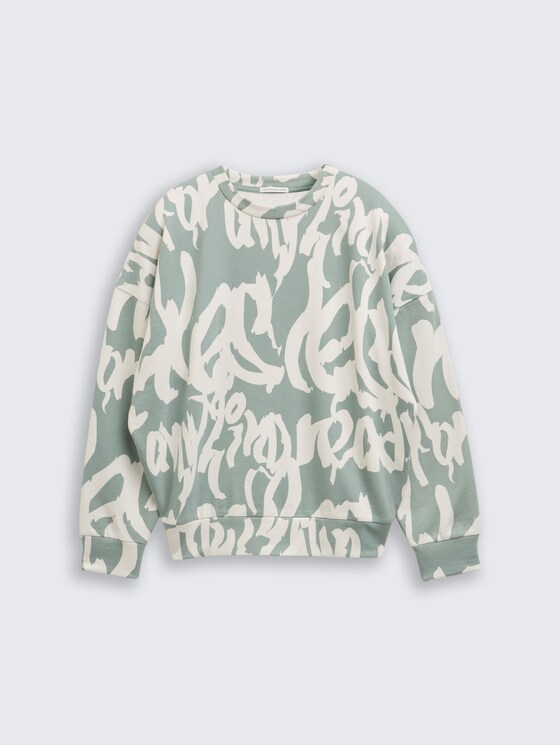 Sweat-shirt oversize avec imprimé allover par Teen Boys, leaf green big wording design