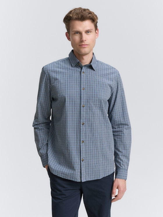 Regular fit overhemd met geruit patroon door Men, navy small check