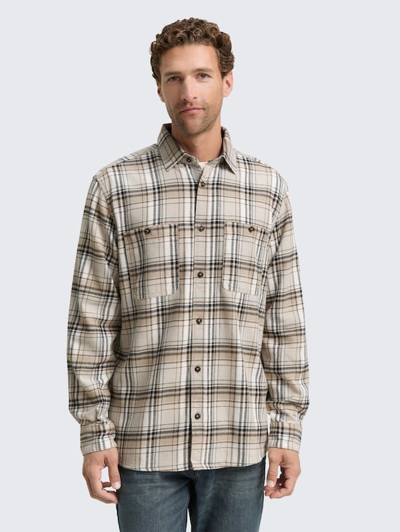 Comfort Fit Flanell-Hemd mit Karomuster von Men, beige multicolor check