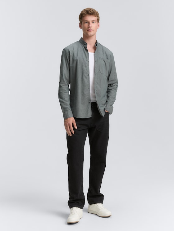 Regular Fit Hemd mit Brusttasche von Denim Male, jasper green fine structure