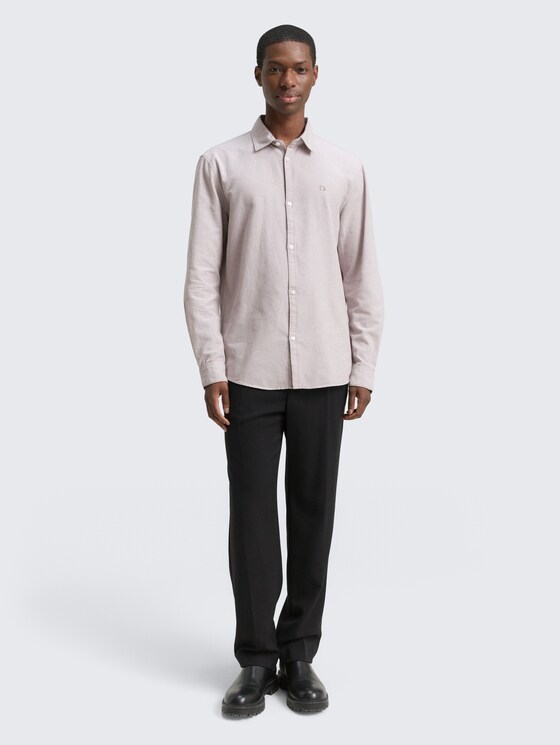 Regular fit shirt with embroidered logo by Denim Male, grey oxford