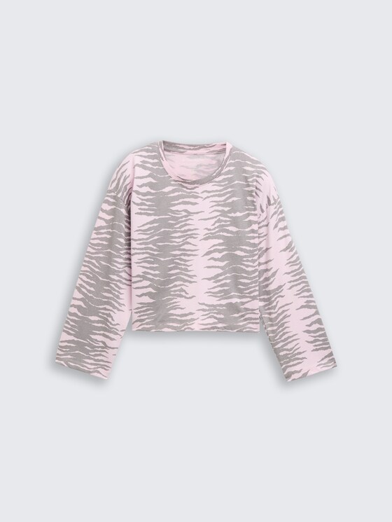 Cropped Langarmshirt mit Muster von Teen Girls, rose zebra design