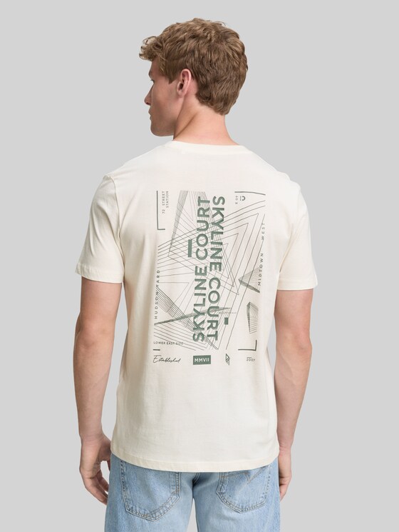 TOM TAILOR Denim Herren T-Shirt Mit Backprint – Aus Baumwolle, Basic Fit, Größe XS-XXL