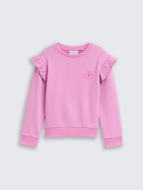 Sweater met volants door Mini Girls, flashy mauve