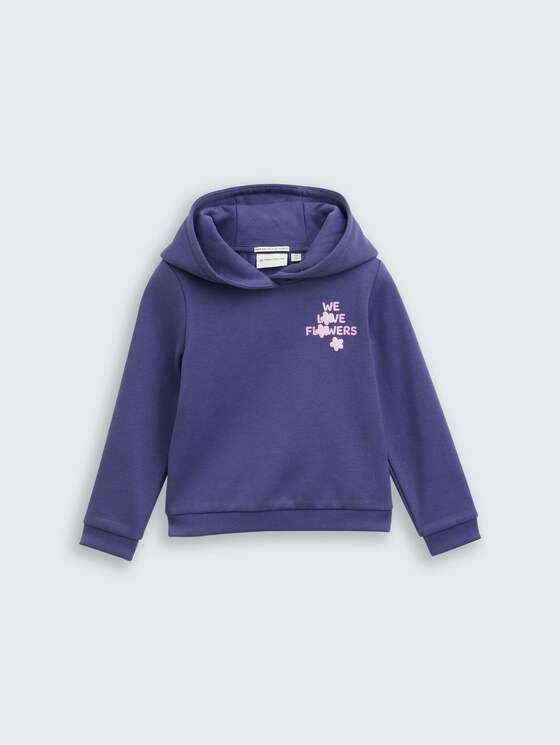 Hoodie sweatshirt met bloemmotief door Mini Girls, dark blue harbor