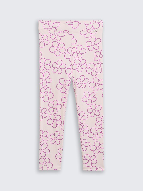 Legging met bloemenpatroon door Mini Girls, mauve flower print