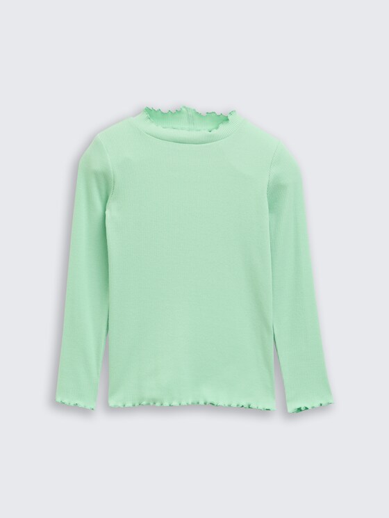 Shirt met lange mouwen en geribde textuur door Mini Girls, light garden green