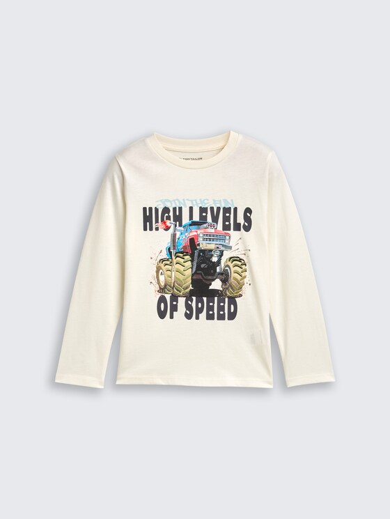 Shirt met lange mouwen en fotoprint door Mini Boys, Wool White