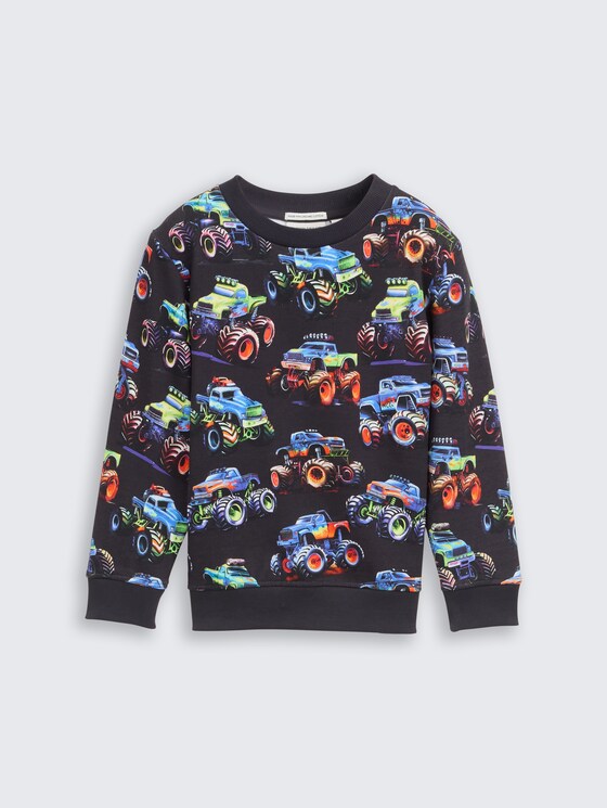 Sweater met all-over print door Mini Boys, multicolor monstertruck design