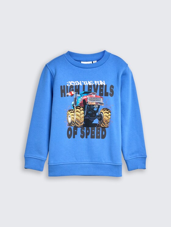 Sweater met print door Mini Boys, soft mid blue