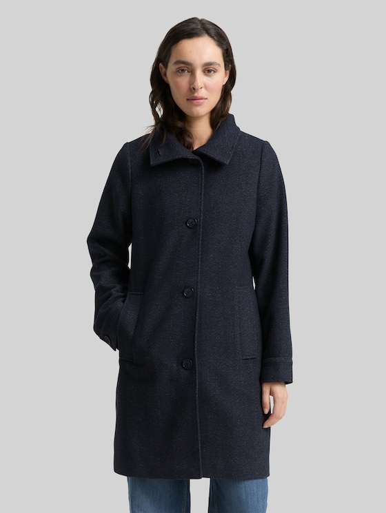 Wool coat with stand-up collar in brown by Tom Tailor