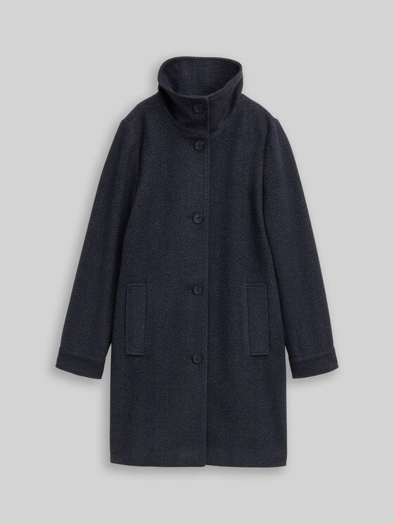 Wool coat with stand-up collar in brown by Tom Tailor