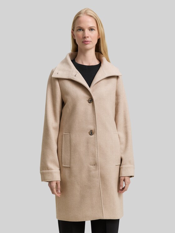 Wool coat with stand-up collar in brown by Tom Tailor