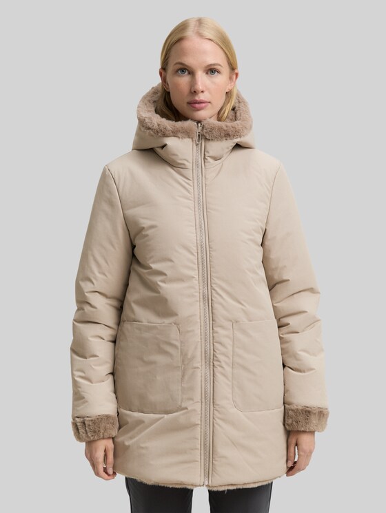 Reversible coat with hood in grey by Tom Tailor