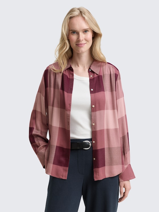 Hemdbluse mit Karomuster von Women, berry rose check