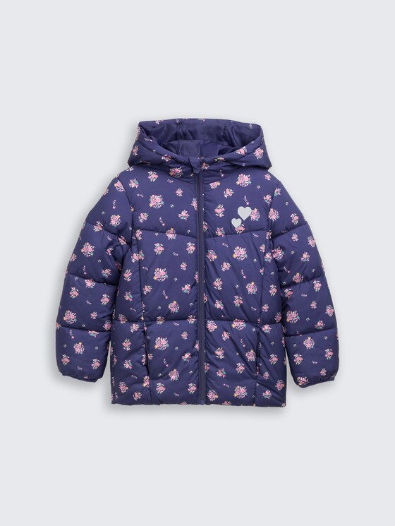 Pufferjack met all-over print door Mini Girls, dark blue multi color flower