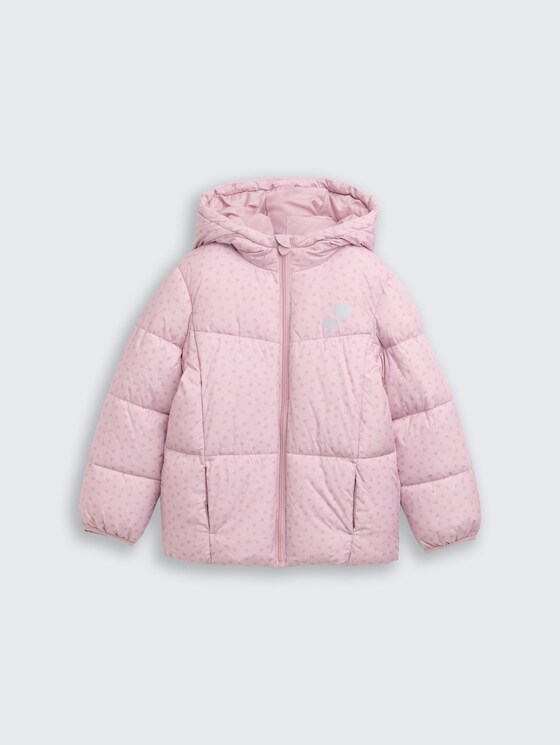 Puffer-Jacke mit Allover-Print von Mini Girls, lilac heart print