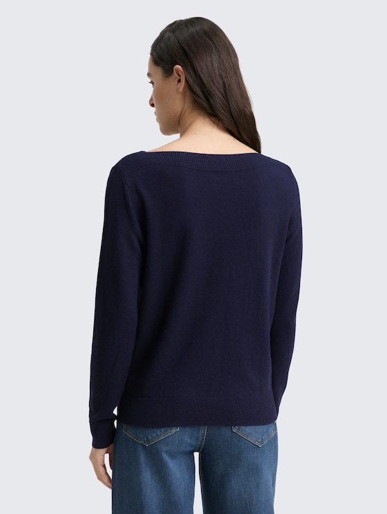 Gebreide trui met kasjmiermix door Women, Knitted Navy Melange
