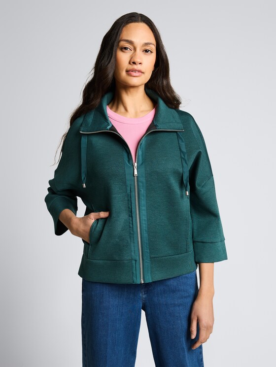 Boxy Fit scuba sweatjack door Women, Deep Meadow Green Melange