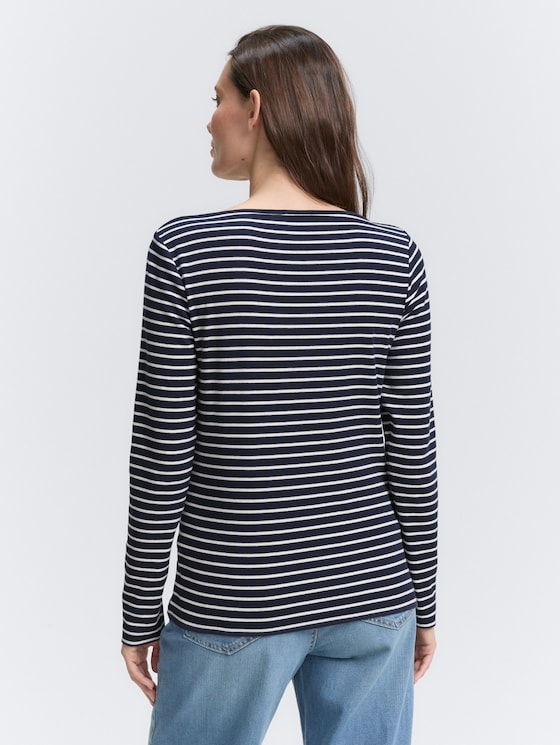 Langarmshirt mit Streifenmuster von Women, navy offwhite tee stripe