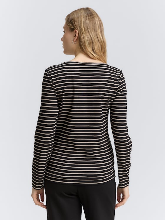 Top à manches longues avec motif rayé par Women, black taupe tee stripe