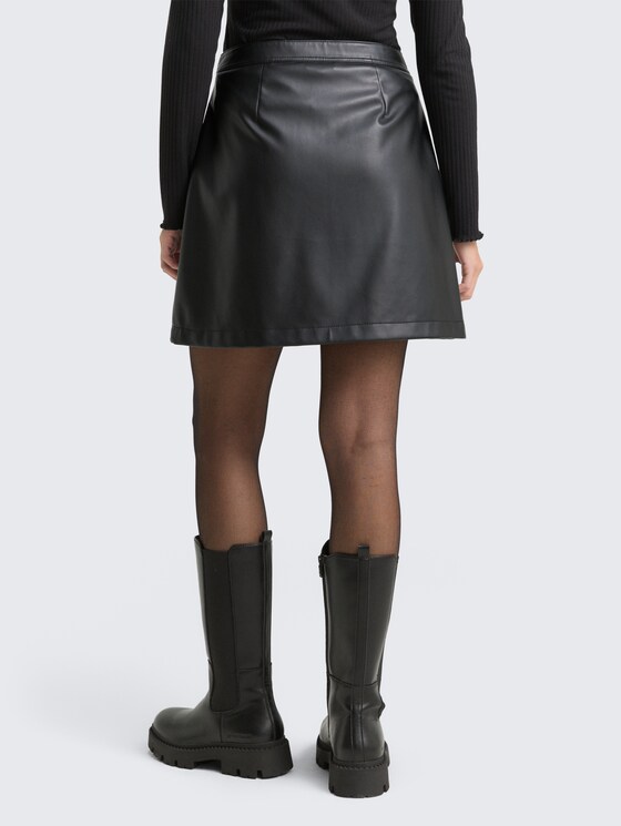 Rok in lederlook door Denim Female, deep black