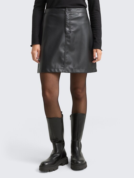 Mini-Rock in Leder-Optik von Denim Female, deep black