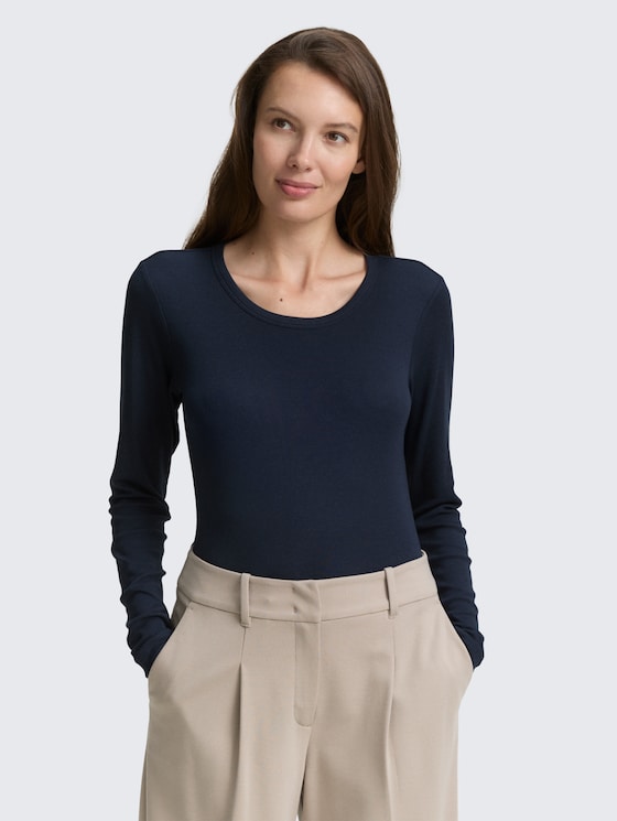 Basic slim fit shirt met lange mouwen door Women, Lunar Eclipse