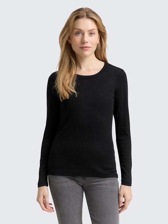 Basic Slim Fit Langarmshirt von Women, deep black