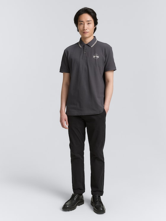 Piqué Poloshirt mit print von Men, Tarmac Grey